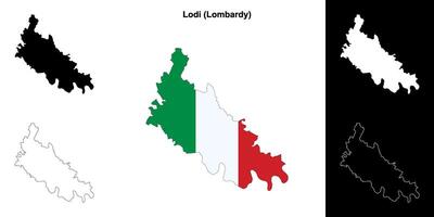 Lodi province outline map set vector