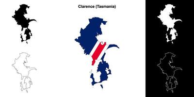 Clarence blank outline map set vector