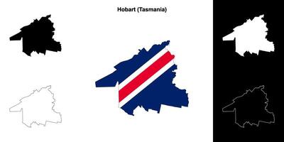 Hobart blank outline map set vector