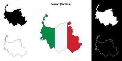 Sassari province outline map set vector