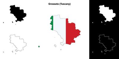 Grosseto province outline map set vector
