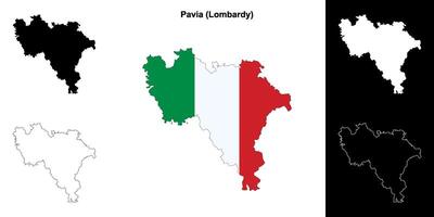 Pavia province outline map set vector