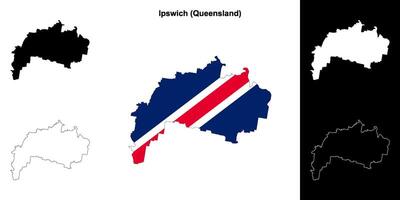 Ipswich, Queensland outline map set vector