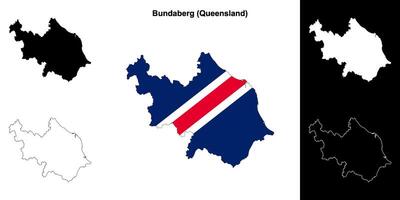 Bundaberg, Queensland outline map set vector