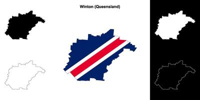 Winton, Queensland outline map set vector