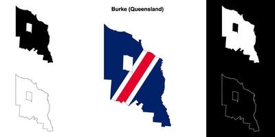 burke, Queensland contorno mapa conjunto vector