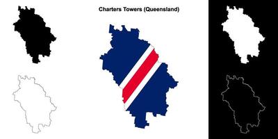 Charters Towers, Queensland outline map set vector