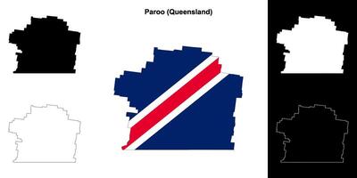 Paroo, Queensland outline map set vector