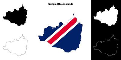 Quilpie, Queensland outline map set vector