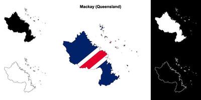 Mackay, Queensland outline map set vector