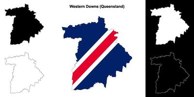 Western Downs, Queensland outline map set vector