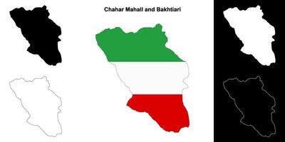 chahar mahal y bakhtiari provincia contorno mapa conjunto vector