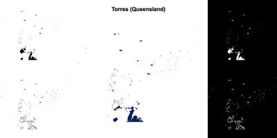Torres, Queensland outline map set vector