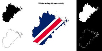 Whitsunday, Queensland outline map set vector