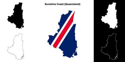 Sunshine Coast, Queensland outline map set vector