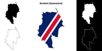 Burdekin, Queensland outline map set vector