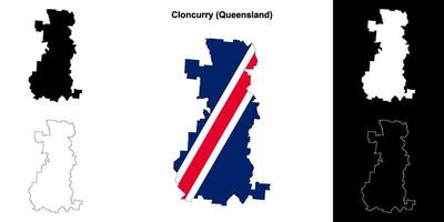 Cloncurry, Queensland outline map set vector