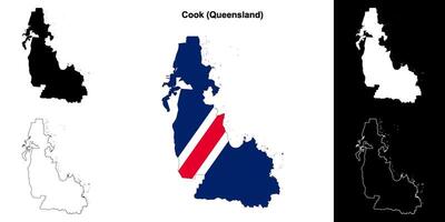 Cook, Queensland outline map set vector