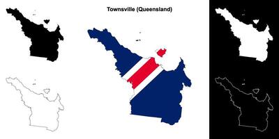 Townsville, Queensland outline map set vector