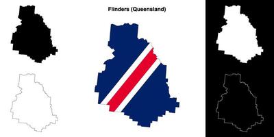 Flinders, Queensland outline map set vector