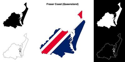 Fraser Coast, Queensland outline map set vector