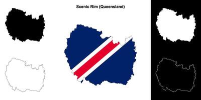 Scenic Rim, Queensland outline map set vector