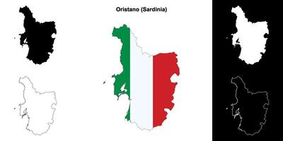 Oristano province outline map set vector