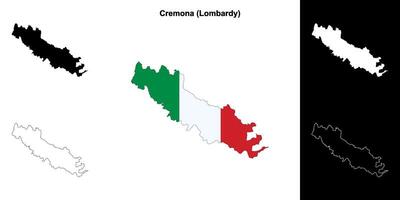 Cremona province outline map set vector