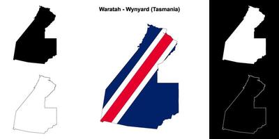 waratah - wynyard blanco contorno mapa conjunto vector