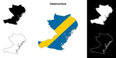 Vasternorrland county blank outline map set vector