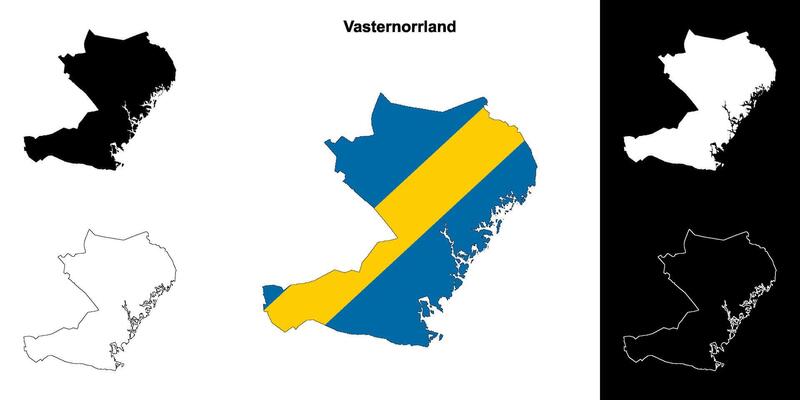 Vasternorrland county blank outline map set