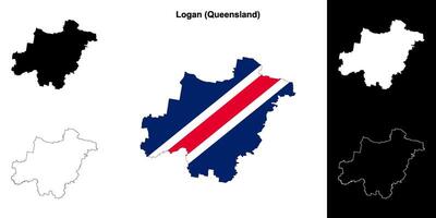 Logan, Queensland outline map set vector