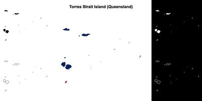 Torres Strait Island, Queensland outline map set vector