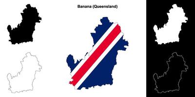 banana, Queensland contorno mapa conjunto vector