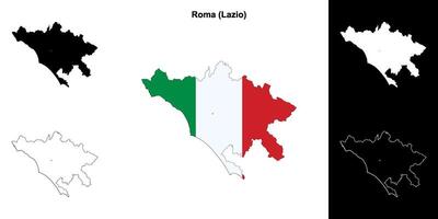 Roma province outline map set vector