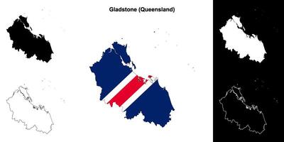 Gladstone, Queensland outline map set vector