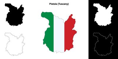 Pistoia province outline map set vector