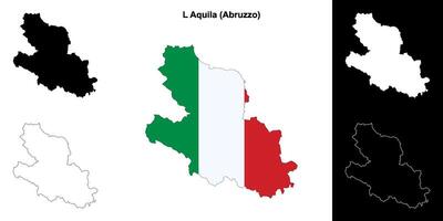 L Aquila province outline map set vector