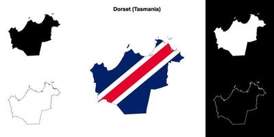 Dorset blank outline map set vector