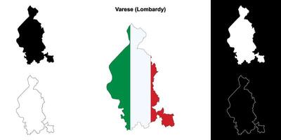 Varese province outline map set vector