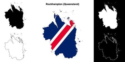 rockhampton, Queensland contorno mapa conjunto vector