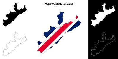 Wujal Wujal, Queensland outline map set vector