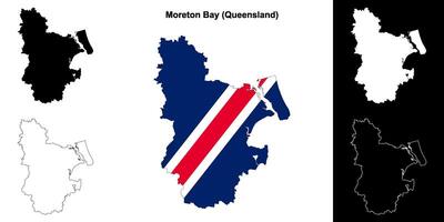 Moreton Bay, Queensland outline map set vector