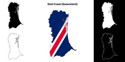 oro costa, Queensland contorno mapa conjunto vector