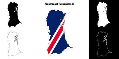 Gold Coast, Queensland outline map set vector