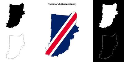 Richmond, Queensland outline map set vector