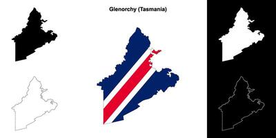 Glenorchy blank outline map set vector