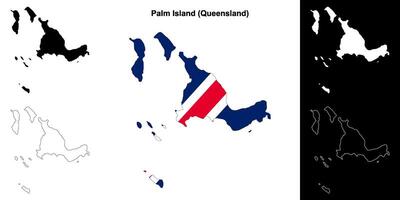 Palm Island, Queensland outline map set vector