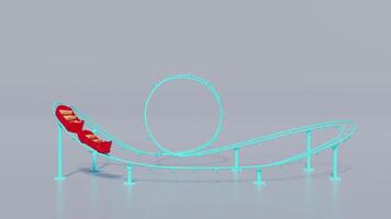 roller coaster for theme park isolated on grey background. 3d render illustration video