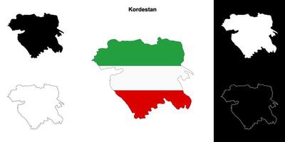 Kordestan province outline map set vector